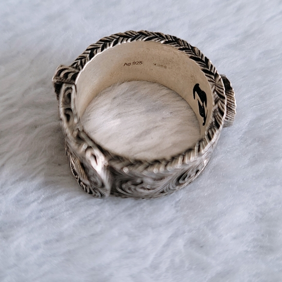 Authentic Gucci Garden Sliver Oxidised Buckle Ring With interlocking G LOGO - Picture 11 of 16